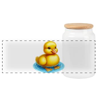 Caneton Canard Canard Canard - Boîte à biscuits avec couvercle en bois - blanc - Devant