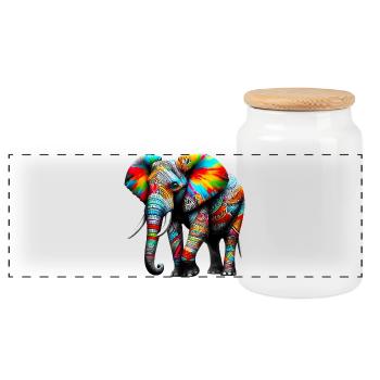 Éléphant - Boîte à biscuits avec couvercle en bois - blanc - Devant