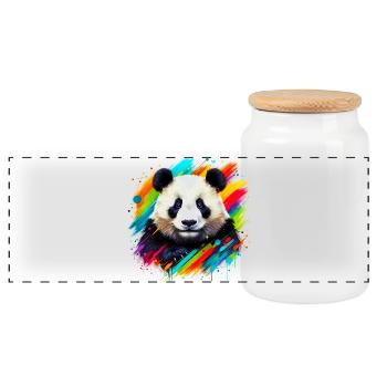 Panda - Panoramic Cookie Jar with Wooden Lid - white - Front