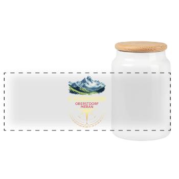 E5 Alpenüberquerung - Panorama Keksdose mit Holzdeckel - Weiß - Vorne