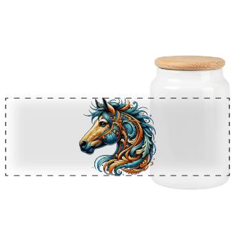 Cheval - Boîte à biscuits avec couvercle en bois - blanc - Devant