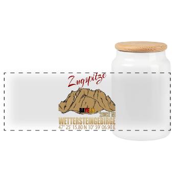 Zugspitze Koordinaten - Panorama Keksdose mit Holzdeckel - Weiß - Vorne