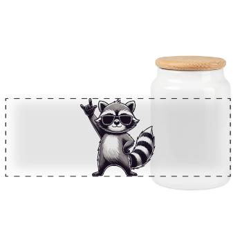 raton laveur avec pose de roche raton laveur musicien de musique rock - Boîte à biscuits avec couvercle en bois - blanc - Devant
