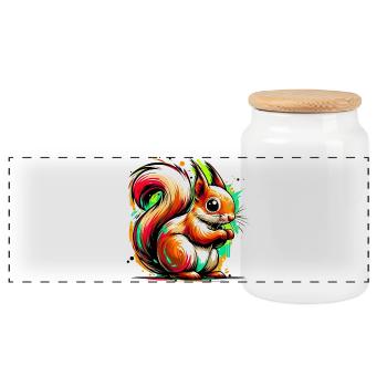 Écureuil - Boîte à biscuits avec couvercle en bois - blanc - Devant