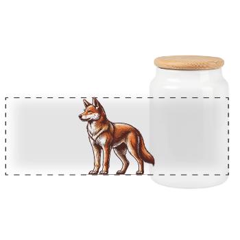Dingo - Panorama Keksdose mit Holzdeckel - Weiß - Vorne