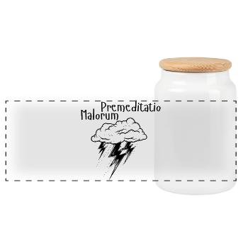 Premeditatio Malorum - Panoramic Cookie Jar with Wooden Lid - white - Front