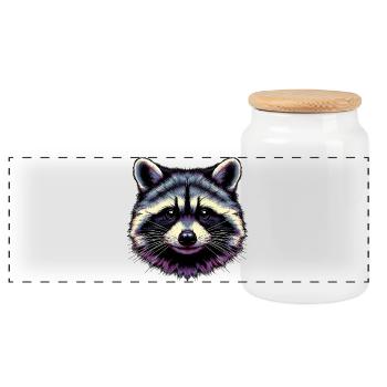 Raton laveur - Boîte à biscuits avec couvercle en bois - blanc - Devant