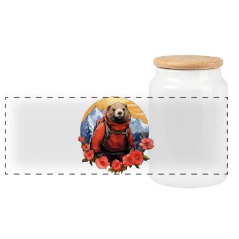 Marmotte Mountaineer / Randonnée Marmottes - Boîte à biscuits avec couvercle en bois - blanc - Devant