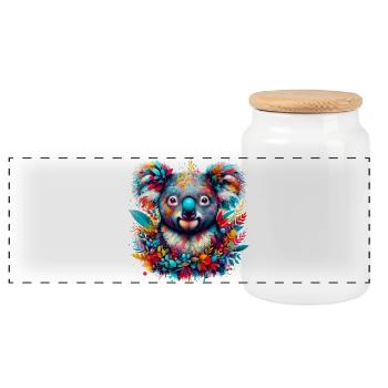 Koala - Panoramic Cookie Jar with Wooden Lid - white - Front