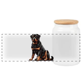 Rottweiler - Boîte à biscuits avec couvercle en bois - blanc - Devant