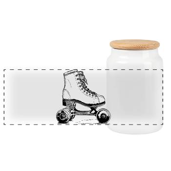 Roller skates - Panoramic Cookie Jar with Wooden Lid - white - Front