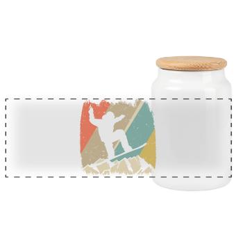 Snowboarder rétro alpin - Boîte à biscuits avec couvercle en bois - blanc - Devant
