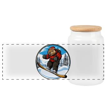 Planche à neige Beaver - Boîte à biscuits avec couvercle en bois - blanc - Devant