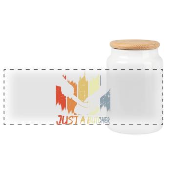 Funny Butcher - Panoramic Cookie Jar with Wooden Lid - white - Front