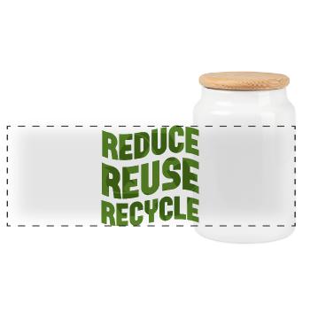 Réduire, Réutiliser, Recycler - Boîte à biscuits avec couvercle en bois - blanc - Devant