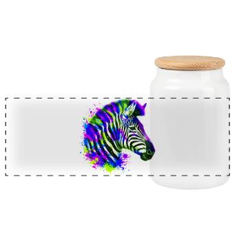 Zebra - Panoramic Cookie Jar with Wooden Lid - white - Front