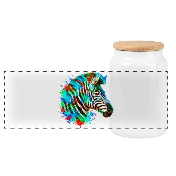Zèbre - Boîte à biscuits avec couvercle en bois - blanc - Devant