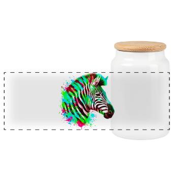 Zebra - Panoramic Cookie Jar with Wooden Lid - white - Front