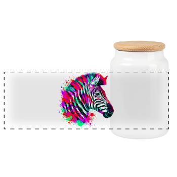 Zebra - Panorama Keksdose mit Holzdeckel - Weiß - Vorne