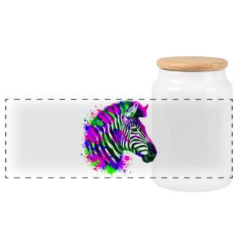 Zebra - Panorama Keksdose mit Holzdeckel - Weiß - Vorne