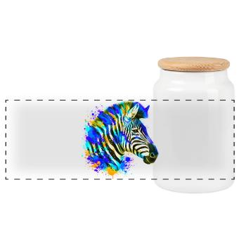 Zèbre - Boîte à biscuits avec couvercle en bois - blanc - Devant