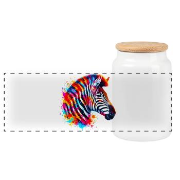 Zèbre - Boîte à biscuits avec couvercle en bois - blanc - Devant