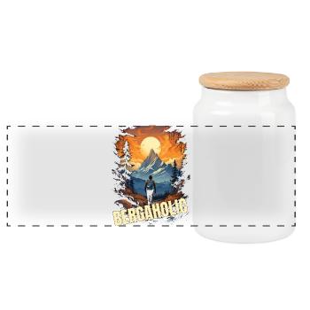 Bergaholic - Panorama Keksdose mit Holzdeckel - Weiß - Vorne