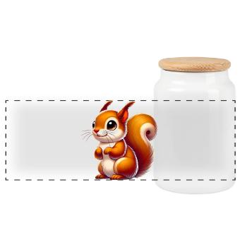 Écureuil - Boîte à biscuits avec couvercle en bois - blanc - Devant