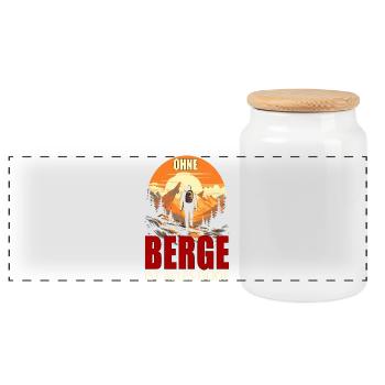 Ohne Berge ist alles doof - Panorama Keksdose mit Holzdeckel - Weiß - Vorne