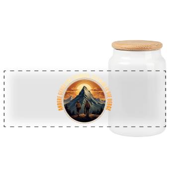 Andere gehen zur Therapie, ich gehe in die Berge - Panorama Keksdose mit Holzdeckel - Weiß - Vorne