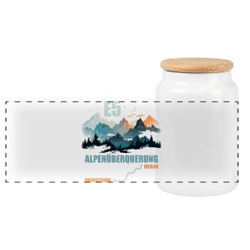 E5 Alpenüberquerung - Panorama Keksdose mit Holzdeckel - Weiß - Vorne