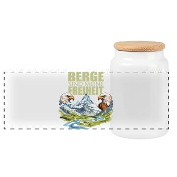 Berge sind meine Freiheit - Panorama Keksdose mit Holzdeckel - Weiß - Vorne