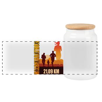 21.09 KM - Halbmarathon - Panorama Keksdose mit Holzdeckel - Weiß - Vorne