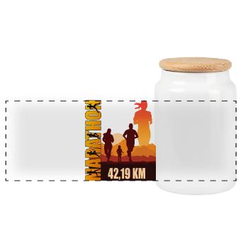 42.19 KM - Marathon - Panorama Keksdose mit Holzdeckel - Weiß - Vorne