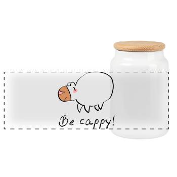 Don't worry - be cappy - Panoramic Cookie Jar with Wooden Lid - white - Front