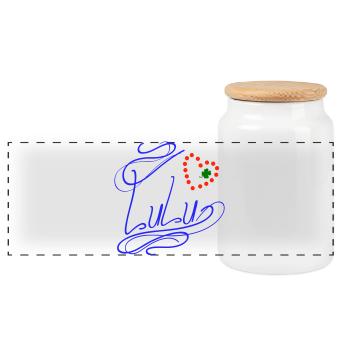 Lulu with heart and shamrock - Panoramic Cookie Jar with Wooden Lid - white - Front
