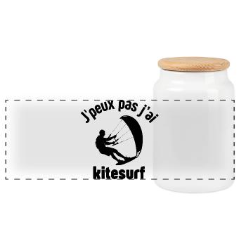 Kitesurfing, kiteboarding, kitesurfing fan - Panoramic Cookie Jar with Wooden Lid - white - Front