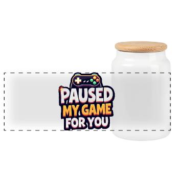 Paused My Game For You - Gaming - Panorama Keksdose mit Holzdeckel - Weiß - Vorne