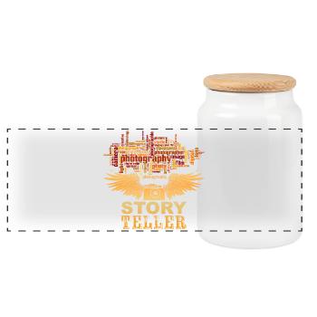 Story Teller - Panorama Keksdose mit Holzdeckel - Weiß - Vorne