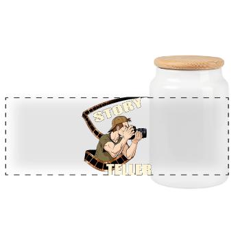 Story Teller - Panorama Keksdose mit Holzdeckel - Weiß - Vorne