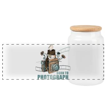 Born to Photograph - Panorama Keksdose mit Holzdeckel - Weiß - Vorne