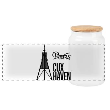 Lieber Cuxhaven als Paris - Panorama Keksdose mit Holzdeckel - Weiß - Vorne