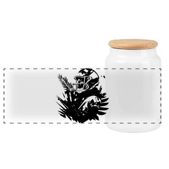 Football Femme - Boîte à biscuits avec couvercle en bois - blanc - Devant