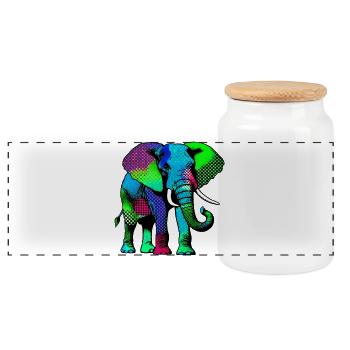 Elefant - Panorama Keksdose mit Holzdeckel - Weiß - Vorne