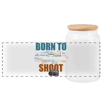 Born to shoot - Panorama Keksdose mit Holzdeckel - Weiß - Vorne