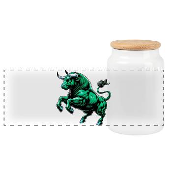 Bull - Panoramic Cookie Jar with Wooden Lid - white - Front