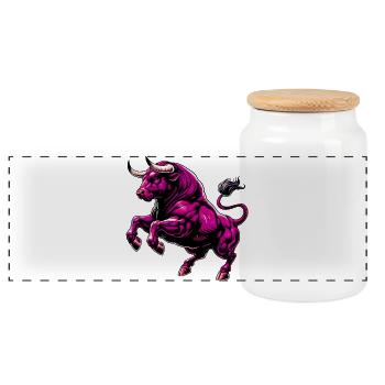 Bull - Panoramic Cookie Jar with Wooden Lid - white - Front