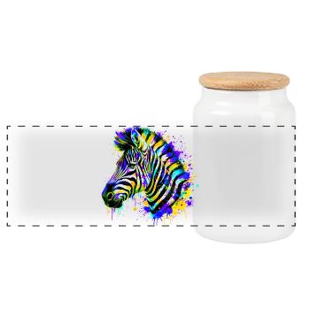 Zebra - Panorama Keksdose mit Holzdeckel - Weiß - Vorne