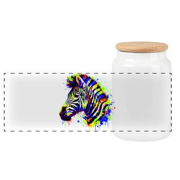 Zebra - Panorama Keksdose mit Holzdeckel - Weiß - Vorne