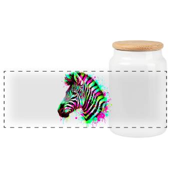 Zebra - Panoramic Cookie Jar with Wooden Lid - white - Front